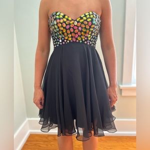 Party Time Formals Multi-Color Black Strapless Homecoming / Prom Dress